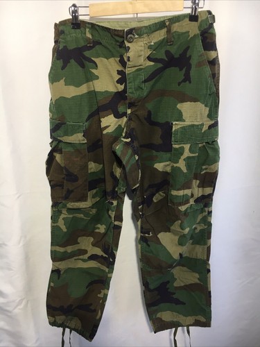 個人装備 WOODLAND CAMO CARGOS VTG 90s Woodland Camo Combat Cargo Pants Men's Medium Short
