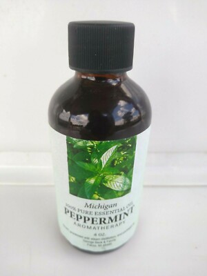 Michigan 100% Pure Essential Oil Peppermint Aromatherapy 4 oz Glass Bottle