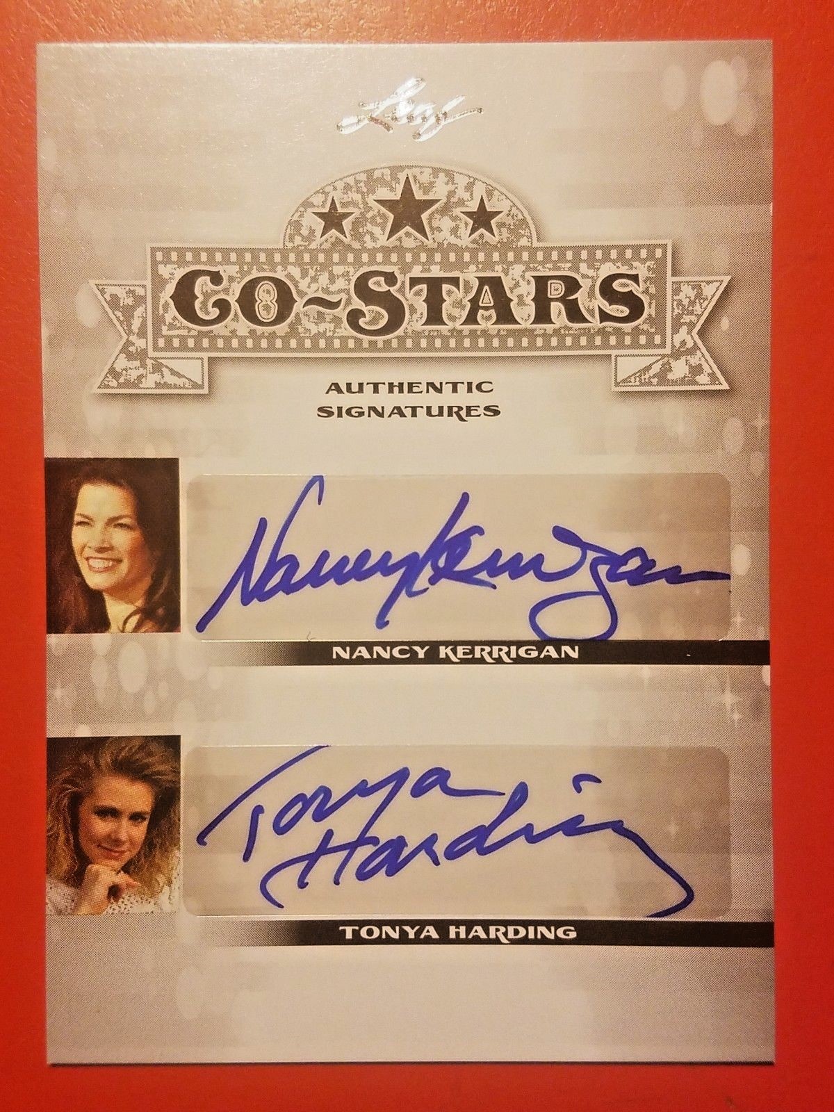 TONYA HARDING / NANCY KERRIGAN Signed OLYMPIC SKATING DUAL LEAF Autograph Card