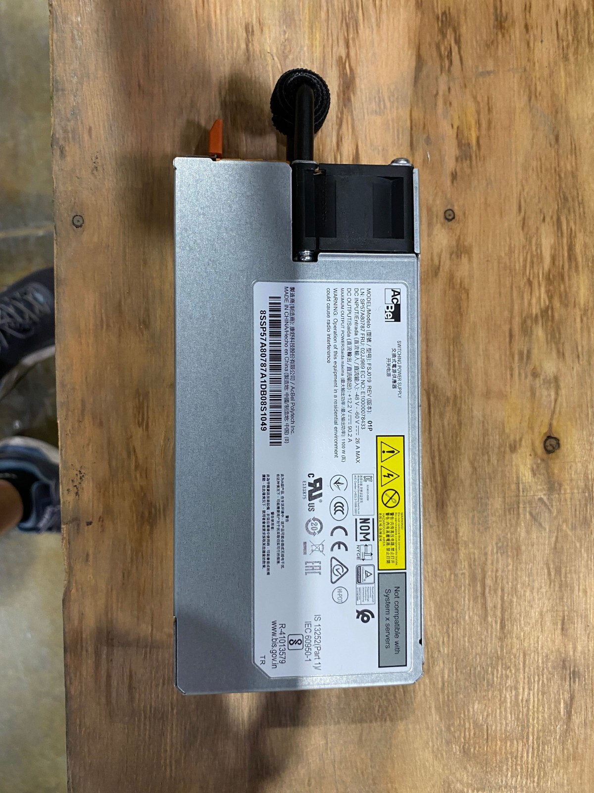 NEW PULL SP57A80787 02JJ989 POWER SUPPLY ACBEL 1100W -48VDC