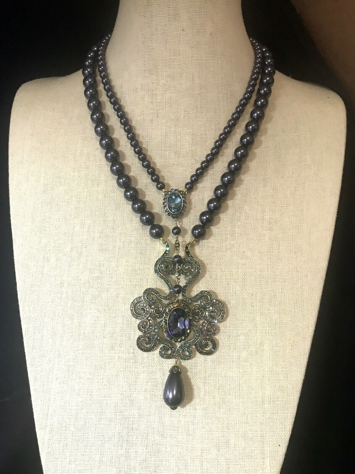 Pre-owned Heidi Daus "dynamic Elegance" Beaded Crystal Necklace