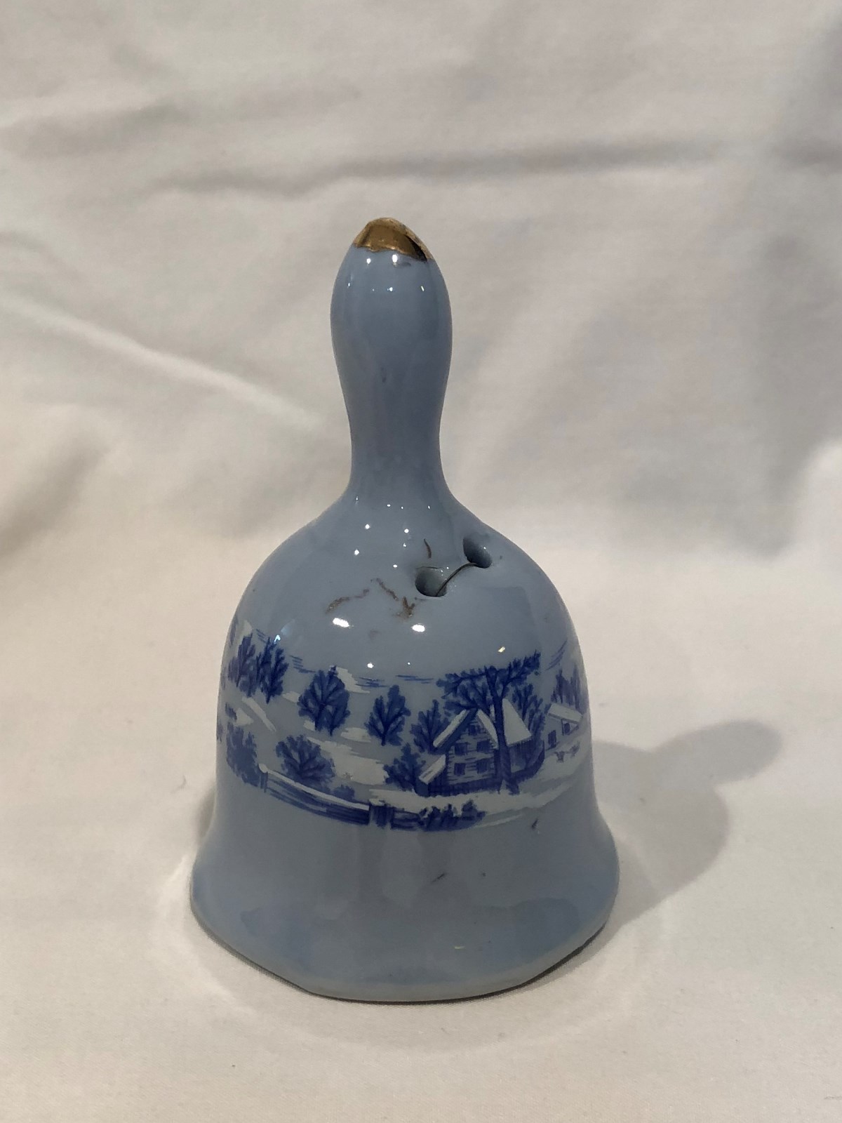 Blue Farm Winter Scene Mini Dinner Bell 3 ¼” Tall