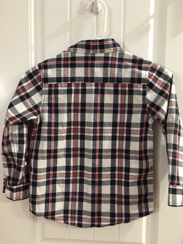 Gymboree Button Down 4T Boys 4 Toddler Shirt Plaid Red Black Check Christmas