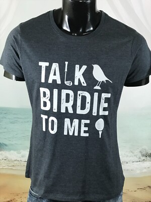 New TALK BIRDIE To ME Womens Funny Golf Shirt Top Sz L Gray Cotton Poly Pray For