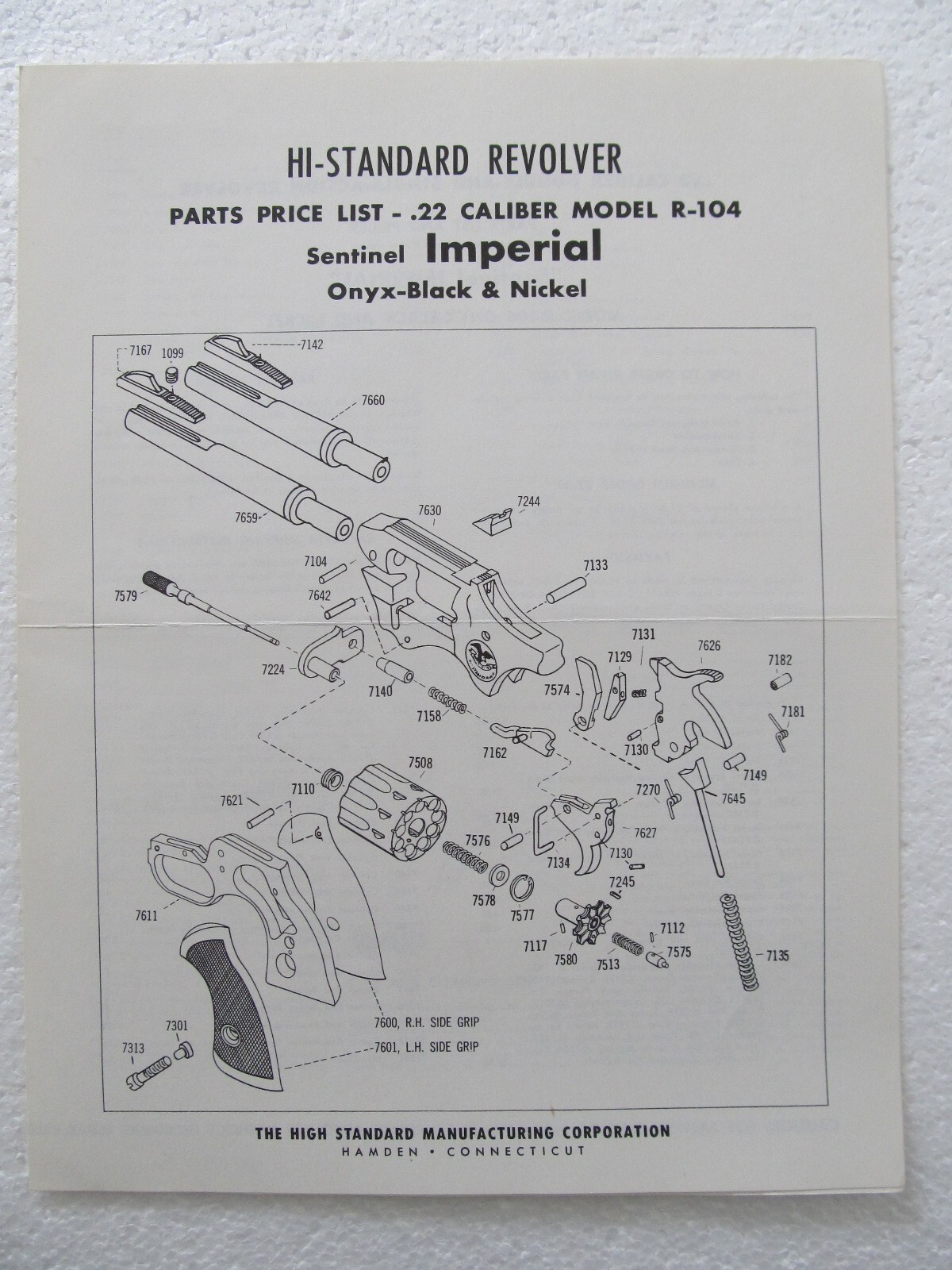 1962 HI HIGH STANDARD REVOLVER .22 R-104 Sentinel Imperial