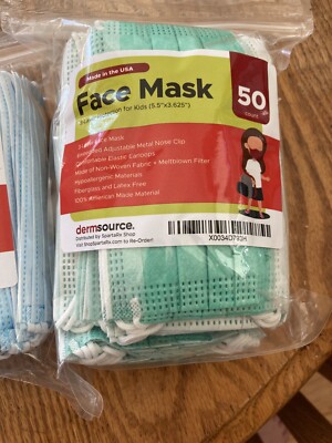 3-Ply Disposable Kids Face Mask [50 PCs] Non Medical Cover Purple , Green , BLUE