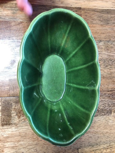 VINTAGE HAEGER POTTERY FLOWER POT PLANTER NO. 17 DARK OLIVE GREEN GLAZE