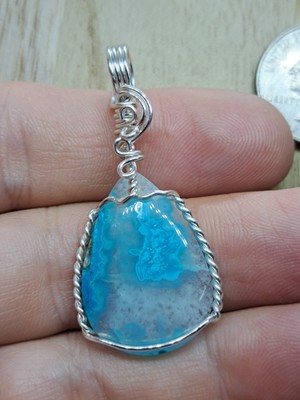 Ray Mine Chrysocolla and Quartz Pendant 