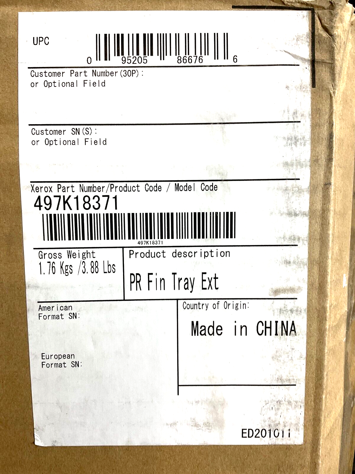Xerox Top Tray Extension PrimeLink C9065 B9100 497K18371 NEW Xerox Top Tray Extension PrimeLink C9065 B9100 497K18371 NEW