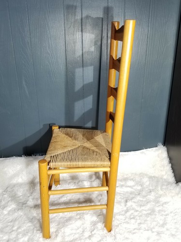 Antique Shaker Style Ladder Back Accent Chair Woven Seat (2 available)