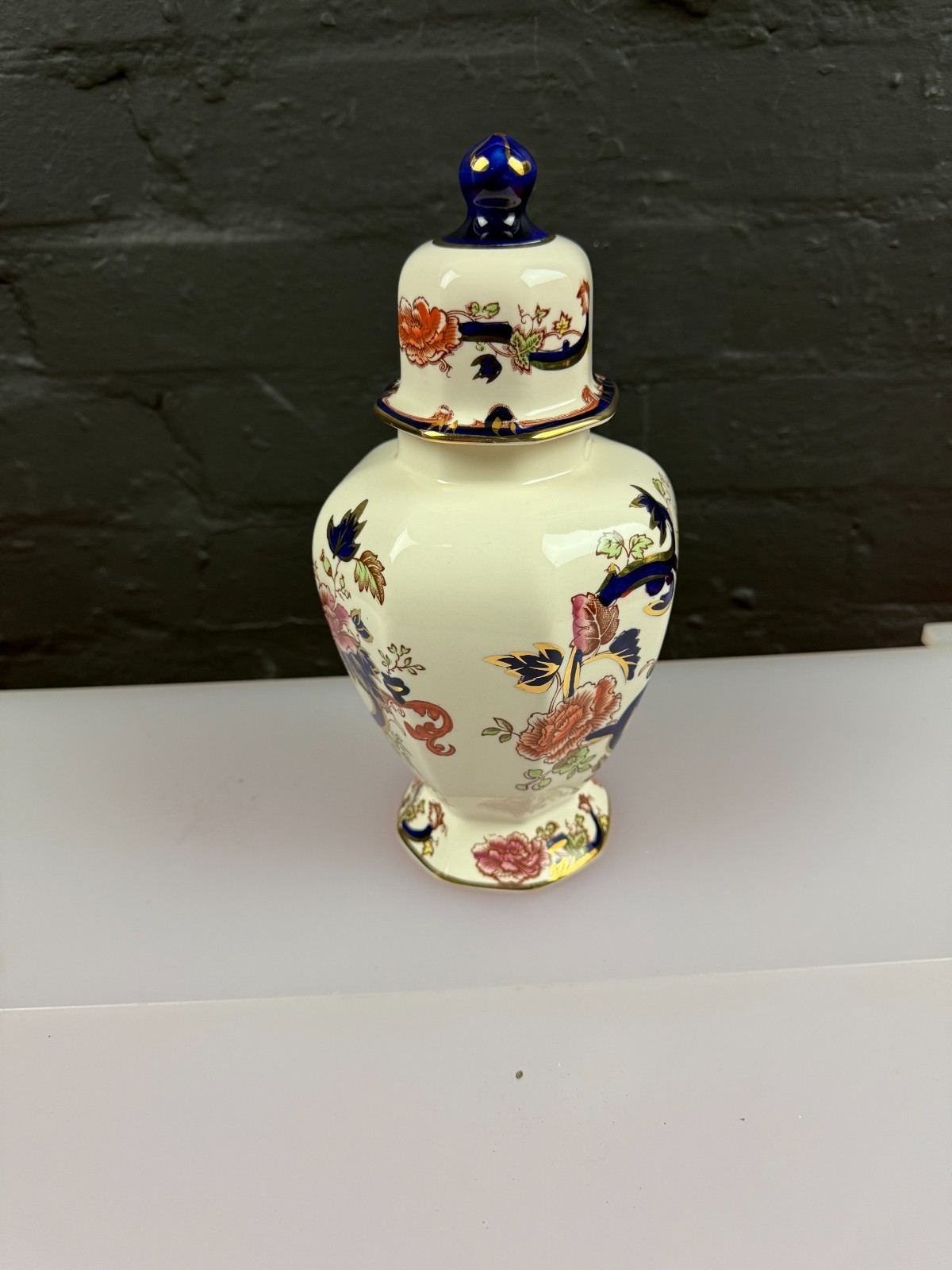 Masons Ironstone Blue Mandalay Pattern Jar / Urn 9.75" High RARE