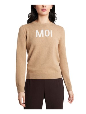 

RILEY-RAE Женский бежевый свитер с длинными рукавами и круглым вырезом с принтом