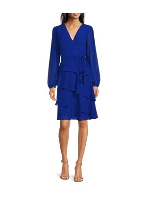 

JESSICA HOWARD Женское синее платье-футляр с юбкой на поясе и подкладкой с длинными рукавами, Синий