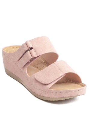 

ХОРОШИЙ ВЫБОР Женские розовые 1-дюймовые босоножки на платформе Doreen Toe на танкетке без шлепанцов 7,5 7,5 дюйма, Розовый, DOREEN