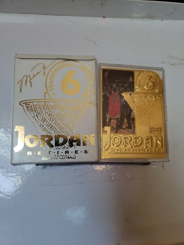 レア90S UPPERDECK JORDAN RETIREMENT CARD RARE 22kt Jordan Retires Upper Deck Limited Edition 24,500