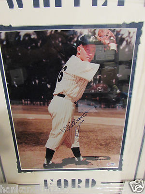 Whitey Ford Autographed 11x14 photo custom matted & framed 19x24 PSA COA