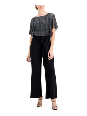 

CONNECTED APPAREL Женский черный комбинезон с широкими штанинами и поясом на спине Petites