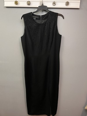 MariAnna Dress Women's 12 Black Beaded Long Maxi Sleeveless Cocktail Party