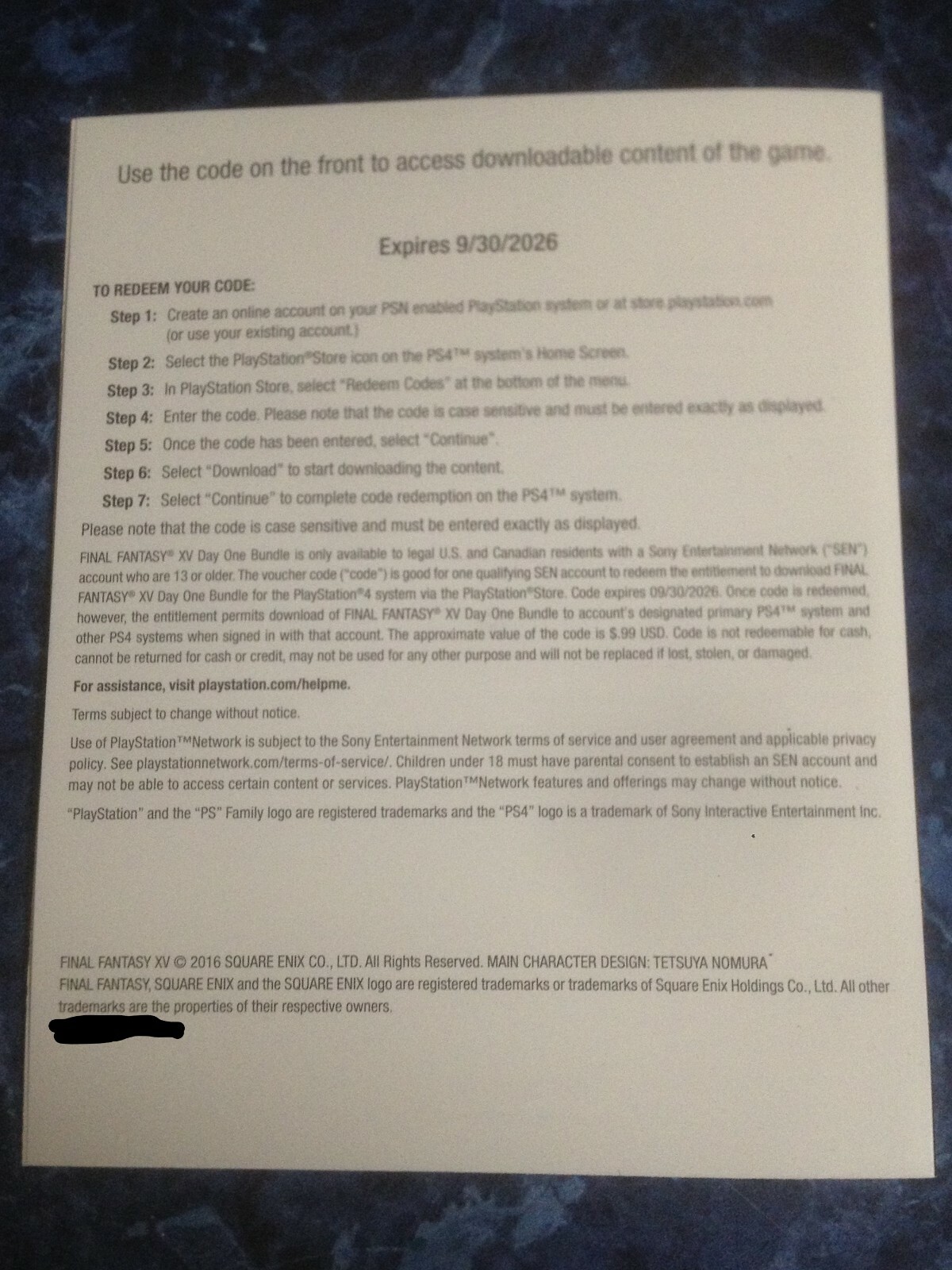 Final Fantasy XV (15) PS4 DLC Download Code Day One Exclusive Weapon Masamune