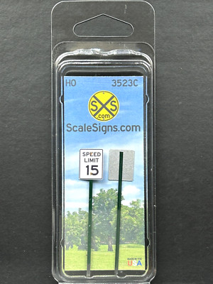 3523C   1:87 HO Scale Model Railroad & Street Road Signs ''Speed Limit 15 mph''