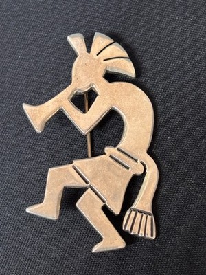 Estate Jewelry Kokopelli Pin Mexican Sterling Silver 2" Long