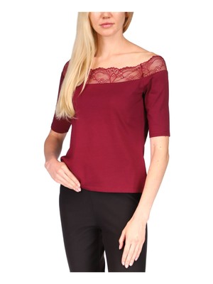 

Женский темно-бордовый вечерний топ с открытыми плечами и рукавами до локтя MICHAEL KORS P\M, Maroon