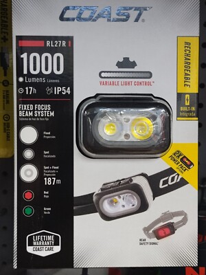 Coast RL22R 1000Lm Rechargeable Dual Power Variable Light Control Headlamp#18555
