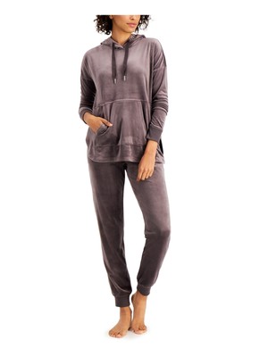 

ALFANI Sets Серая однотонная толстовка с длинным рукавом и длинными рукавами на шнурке, размер, Серый