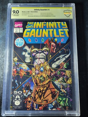 Infinity Gauntlet #1 (1991) CBCS 9.0 Signed 2X by Jim Starlin & Rubinstein !