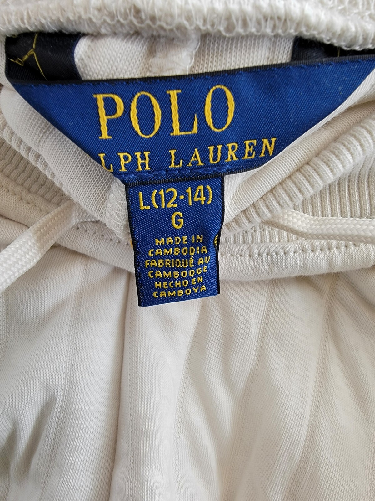 Polo Ralph Lauren Quilted Jogger Pant Big Girls L (12-14) Antique Cream Pull On - Picture 10 of 17