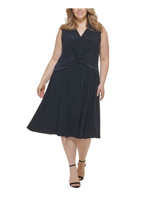 

TOMMY HILFIGER Женское темно-синее платье-пуловер без рукавов с перекручиванием спереди Плюс, Navy