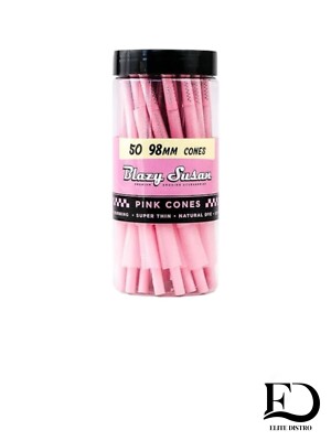 Blazy Susan 98mm  Pink rolling paper  Cones (50ct/ Jar)