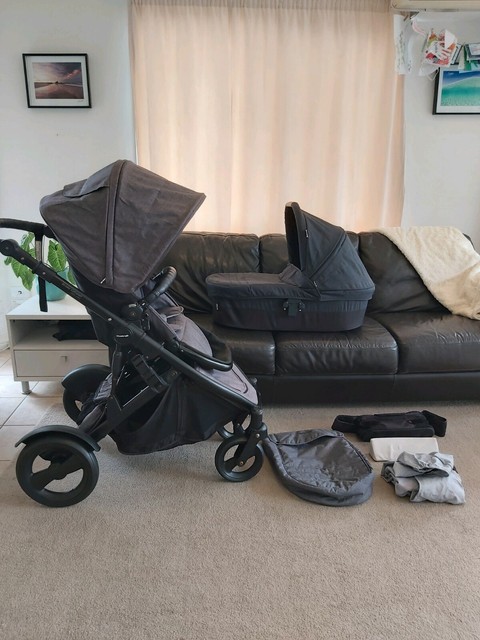 black linen deluxe stroller system