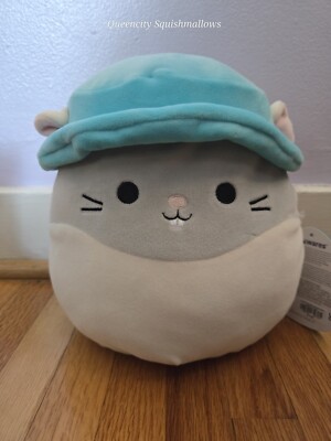 Original Squishmallows 8'' Rusty The Rat With Bucket Hat