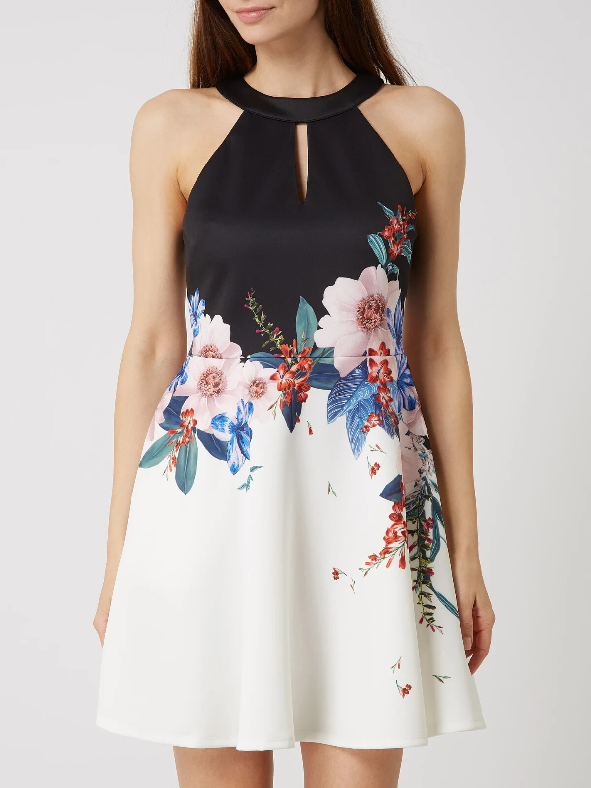 TED BAKER Black White Floral Print Tildda Scuba Neoprene Skater Dress 4 \u003d  10 US | eBay