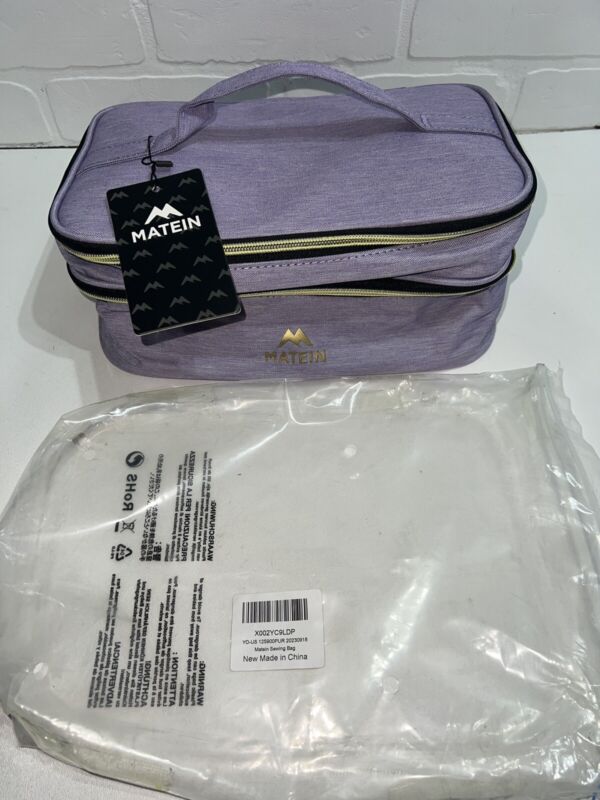 NEW! MATEIN Sewing Supplies Organizer, Double-Layer Purple Case