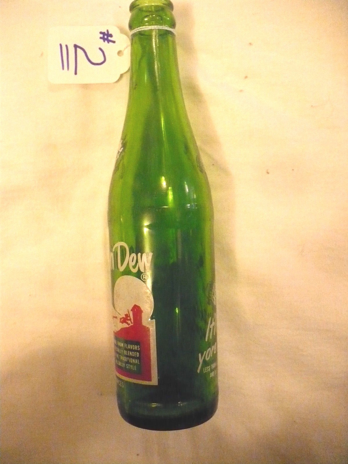 MOUNTAIN MTN DEW FILLED BY ZEKE AND ROSIE BELLE 1964 GLASS BOTTLE BY PEPSI COLA
