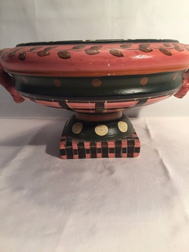 DECORATIVE CERAMIC DUCK CANADIAN GOOSE DISH BOWL PEDESTAL