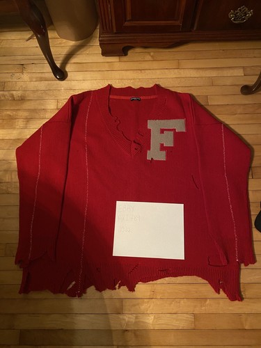 Raf Simons Archive Redux F Patch oversized destroyed sweater size 2