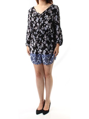 Женский черный комбинезон AMERICAN RAG с длинным рукавом и V-образным вырезом M