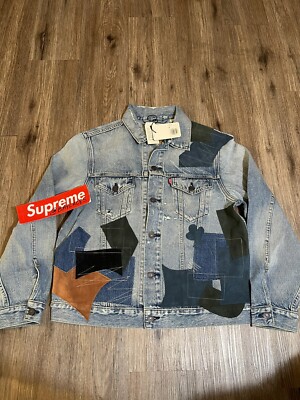 Levis Vintage Fit Trucker Jacket Mens M Repaired Patchwork Distressed Denim
