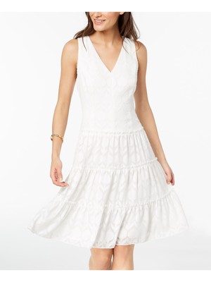 

TOMMY HILFIGER Женское вечернее платье цвета слоновой кости с цветочным принтом и V-образным вырезом до колена, Цвет слоновой кости