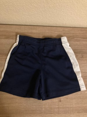 Primary Navy Blue and White Athletic Shorts 2-3 Polyester Drawstring Waistband