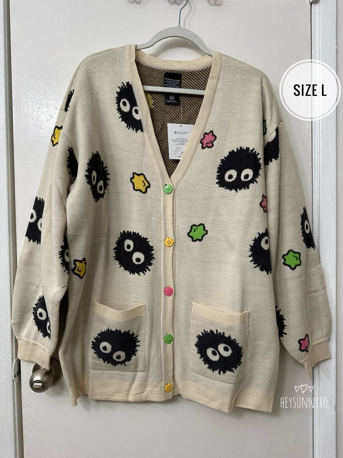 00s ジブリ \"spirited away\" sweater Studio Ghibli Spirited Away Cardigan Sweater Girls Medium