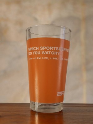 ESPN Direct TV Promo Beer Drinking Glass Tumbler What Sports Center Do You Watch