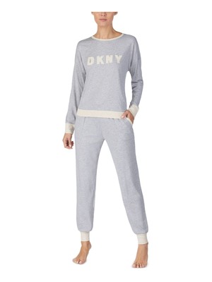 

DKNY Серая футболка с длинным рукавом с манжетами, Серый