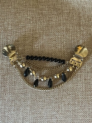 Vintage 1970s Women's Collar Clasp Goldtone & Black