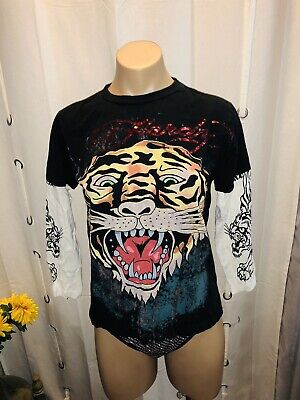 Ed Hardy Top Hollywood T-Shirt Youth Girls Juniors Large