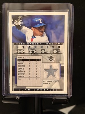 Upper Deck Starring Role SR-GO Juan Gonzalez Game-Used Jersey Baseball Card 2003
