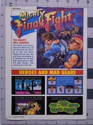 Mighty Final Fight Capcom Vintage Original Print Ad / Poster Game Promo Art